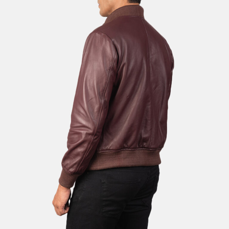 Mens Shane Maroon Leather Bomber Jacket5825-8-1568465432426